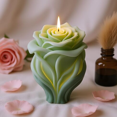 Rose Candle Mold Rose Flower Candle Silicone Molds for Candles Making Resin Casting Aromatherapy Candles Handmade Wax Home Decor in Saudi Arabia