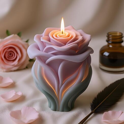 Rose Candle Mold Rose Flower Candle Silicone Molds for Candles Making Resin Casting Aromatherapy Candles Handmade Wax Home Decor in Saudi Arabia