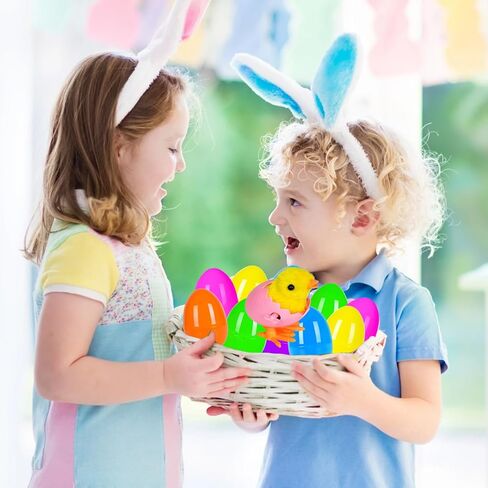 8 Pack Jumbo Easter Eggs Filled with Wind-Up Toys, Plush Chicks and Bunnies, Prefilled Easter Eggs for Kids Easter Hunt, Basket Stuffers, Party Favors and Classroom Prizes in Saudi Arabia