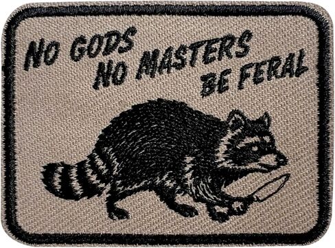 Raccoon No Gods No Masters Be Feral Hook and Loop Patch, 3 Inches Sew On Patches, Embroidery Patches for Backpacks Bags Vest Dog Harness, Tactical Military Embroidered Patches, Funny DIY Patch in Saudi Arabia