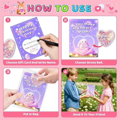 بطاقات عيد الحب من كريولبو لمدرسة الأطفال - 24 حزمة من هدايا عيد الحب للأطفال مع كرات ضغط القلب لتبادل الفصول الدراسية، هدايا الحفلات، الجوائز والعطلات in Kuwait