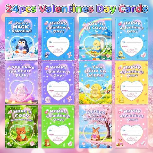 بطاقات عيد الحب من كريولبو لمدرسة الأطفال - 24 حزمة من هدايا عيد الحب للأطفال مع كرات ضغط القلب لتبادل الفصول الدراسية، هدايا الحفلات، الجوائز والعطلات in Kuwait