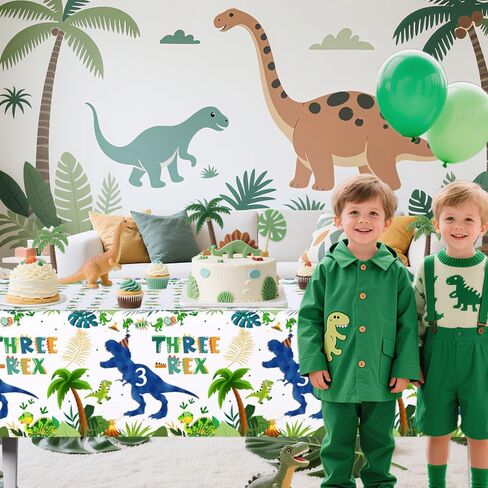 3 Pack Three Rex Birthday Decorations Disposable Plastic Tablecloths Boy 3rd Birthday Party Supplies Themed Dinosaur 3 Year Old Decorations for Boys Party Decorations Table Cover 54 x 108 Inch in Saudi Arabia