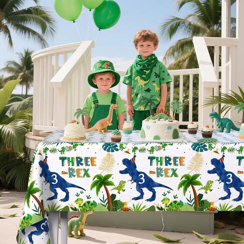 3 Pack Three Rex Birthday Decorations Disposable Plastic Tablecloths Boy 3rd Birthday Party Supplies Themed Dinosaur 3 Year Old Decorations for Boys Party Decorations Table Cover 54 x 108 Inch in Saudi Arabia