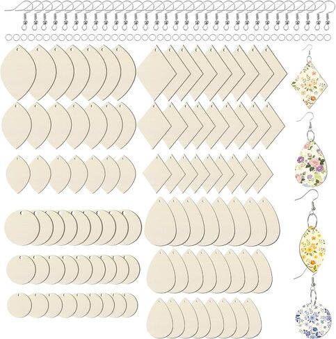180PCS Sublimation Earring Blanks with Earring Hooks and Jump Rings, 9 Sizes Sublimation Blanks Products, Unfinished MDF Round Teardrop Sublimations Blank for Christmas Valentine Halloween Women DIY in Saudi Arabia
