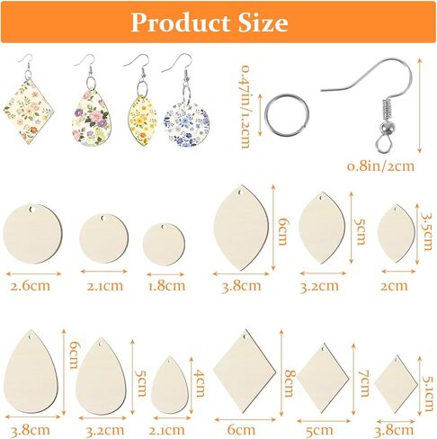 180PCS Sublimation Earring Blanks with Earring Hooks and Jump Rings, 9 Sizes Sublimation Blanks Products, Unfinished MDF Round Teardrop Sublimations Blank for Christmas Valentine Halloween Women DIY in Saudi Arabia