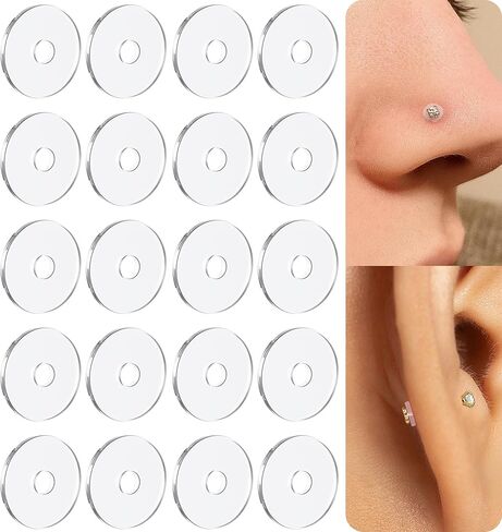 100 Silicone Piercing Bump Disc For Flatback Studs To Adjust For Snug Fit - Flatback Stability Piercing Disc For Piercing Bump - Earring Spacer Discs That Buffer Flat Back Ear Studs, Protect Piercings in Saudi Arabia