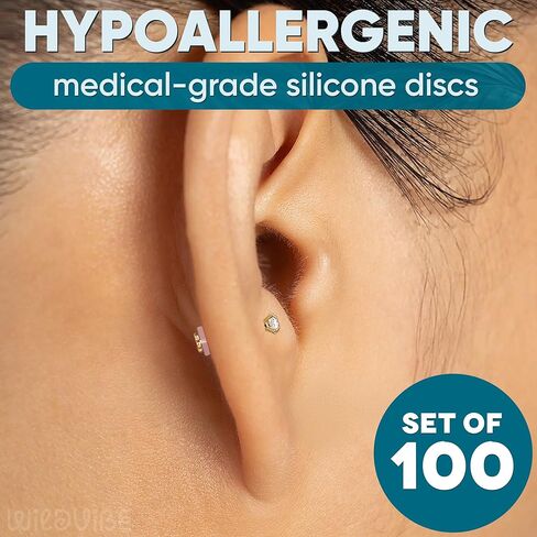 100 Silicone Piercing Bump Disc For Flatback Studs To Adjust For Snug Fit - Flatback Stability Piercing Disc For Piercing Bump - Earring Spacer Discs That Buffer Flat Back Ear Studs, Protect Piercings in Saudi Arabia