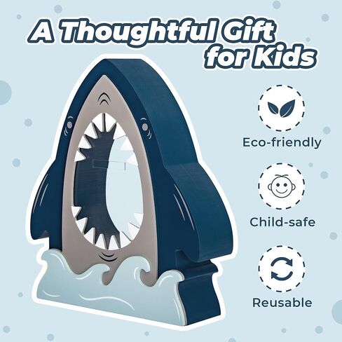 Wooden Shark Piggy Bank for Kids Boys, Creative Money Box with Clear Window in Mouth, Cute Ocean Nursery Bedroom Decor & Birthday Gift in Saudi Arabia