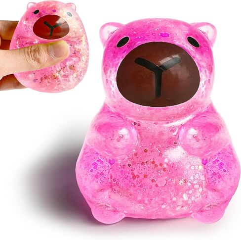 ZTATU Capybara Squishy Fidget Toys for Kids, Stress Balls for Adults, Stress Relief Toy for Stretch, Squish, Squeeze Stress Ball, Animal Party Favors Classroom Prizes Easter Basket Stuffers (Pink) in Saudi Arabia