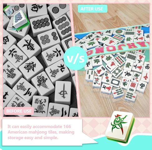 2Pcs Mahjong Bags For Tiles, Mahjong Tile Bag With Zipper, Bags Only(Pink and Lake Blue in Kuwait