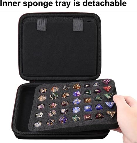 Dice Storage Case with Detachable Slotted Tray and Handle, Big Capacity Dice Carrying Bag, Multifunctional Storage Organizer for Role Playing and Other Table Games, Holds Up to 70 Dices/10 Sets, Black in Saudi Arabia