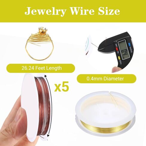 أسلاك خرز المجوهرات، 4 لفات 0.4 مم × 8 متر أسلاك نحاسية مقاومة للتلطيخ للحرف اليدوية، صناعة المجوهرات in Kuwait