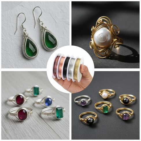 أسلاك خرز المجوهرات، 4 لفات 0.4 مم × 8 متر أسلاك نحاسية مقاومة للتلطيخ للحرف اليدوية، صناعة المجوهرات in Kuwait