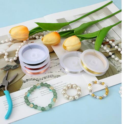 أسلاك خرز المجوهرات، 4 لفات 0.4 مم × 8 متر أسلاك نحاسية مقاومة للتلطيخ للحرف اليدوية، صناعة المجوهرات in Kuwait