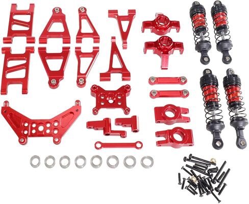 31PCs Metal Upgrade Set, F/R Shock Tower, 4 Shock Absorbers, Suspension Arms, 8 Bearings for Hyper Go H14MK 14301 14302 14303 1/14 Drift Rally RC Car Parts Accessories (Red) in Saudi Arabia