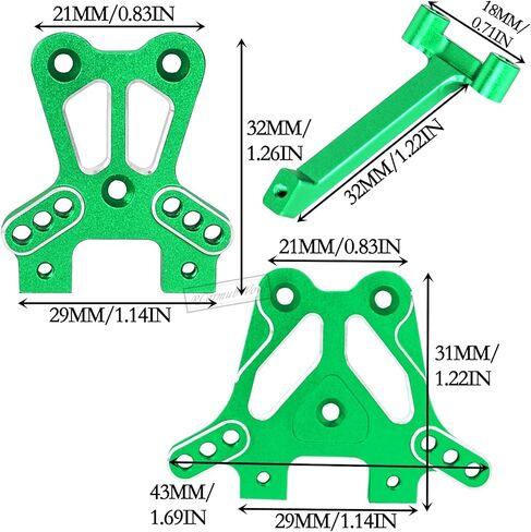 RC Shock Tower & Brace Upgrades Part for 1/18 LaTrax Teton,LaTrax Desert Prerunner,Aluminium Front Rear Shock Tower & Brace Hops Up,Replace #7637,Green in Saudi Arabia