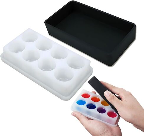 BIGEBO Silicone Palette with Lid, Non-Stick Silicone Paint Palette Resin Color Mixing Box for UV Resin Accessories Tools in Saudi Arabia