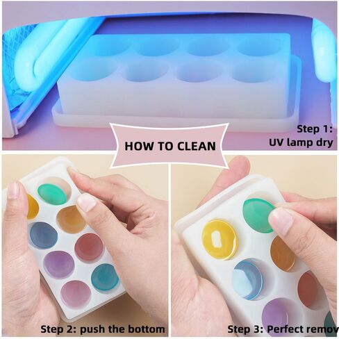 BIGEBO Silicone Palette with Lid, Non-Stick Silicone Paint Palette Resin Color Mixing Box for UV Resin Accessories Tools in Saudi Arabia
