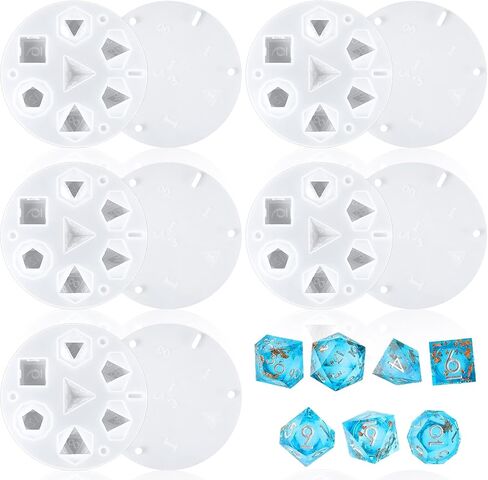 5 Pcs Resin Dice Mold, Silicone Molds for Epoxy with 7 Cavities for Resin Casting DIY Dice Making Table Board Game Lovers Gift in Saudi Arabia