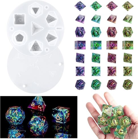 5 Pcs Resin Dice Mold, Silicone Molds for Epoxy with 7 Cavities for Resin Casting DIY Dice Making Table Board Game Lovers Gift in Saudi Arabia