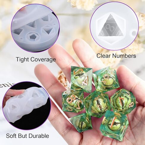 5 Pcs Resin Dice Mold, Silicone Molds for Epoxy with 7 Cavities for Resin Casting DIY Dice Making Table Board Game Lovers Gift in Saudi Arabia