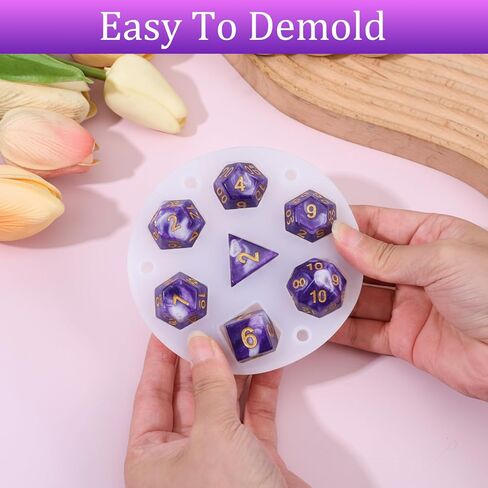 5 Pcs Resin Dice Mold, Silicone Molds for Epoxy with 7 Cavities for Resin Casting DIY Dice Making Table Board Game Lovers Gift in Saudi Arabia
