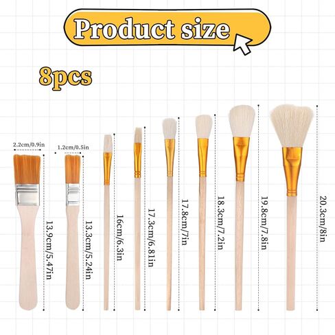 8Pcs Ceramic Pottery Glaze Brushes for Pottery Watercolor Paint Brushes for Ceramic Painting Mop Paintbrush for Acrylic Painting in Saudi Arabia