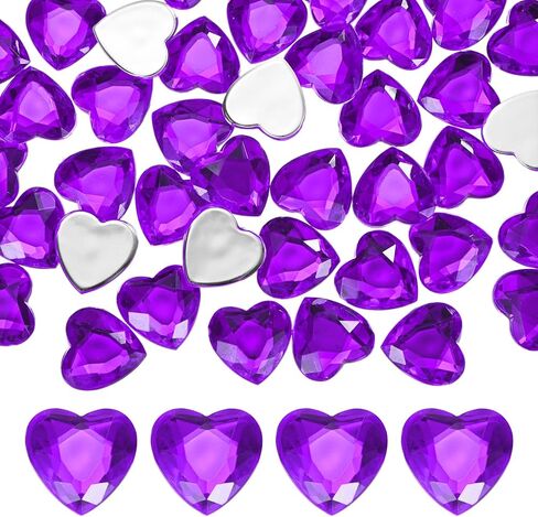 50-Pack Heart Rhinestone, 18mm Acrylic Heart Rhinestone Stickers for Craft/Painting/Jewelry, Flat Back Plastic Gems Sticker [Red] in Saudi Arabia