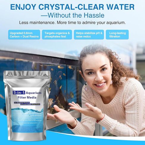 2 Pack 11oz Aquarium Filtration Media, Extruded Carbon & Ion Exchange Resin in Nylon Bags, Treats 75-100 Gallons Per Bag, Removes Phosphates & Metals for Reef, Marine, Jellyfish & High pH Aquariums in Saudi Arabia