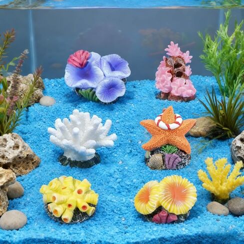Coral Fish Tank Decorative Ornaments, Mini Small Underwater Accessories for Fish Tank Decoration, Starfish & Coral DIY Ornaments (6 Pieces) in Saudi Arabia