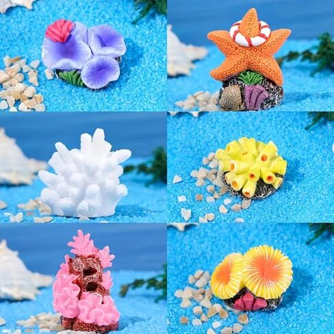 Coral Fish Tank Decorative Ornaments, Mini Small Underwater Accessories for Fish Tank Decoration, Starfish & Coral DIY Ornaments (6 Pieces) in Saudi Arabia