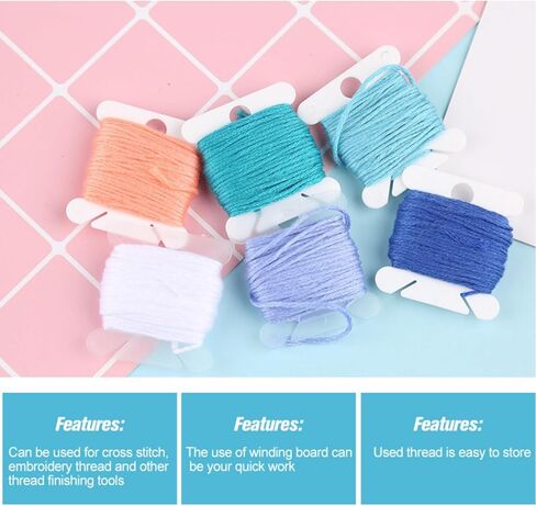 120Pcs Floss Bobbins, Plastic Floss Winding Boards with Floss Winder Embroidery Floss Organizer for Cross Stitch Cotton Thread Craft DIY Sewing Storage in Saudi Arabia