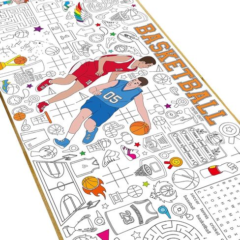 Giant Basketball Coloring Poster for Kids Large Basketball Coloring Tablecloth Activity Sport Theme Painting Activity Tablecloth Art Crafts for Classroom Home Gift Birthday Party Supplies Decoration in Saudi Arabia