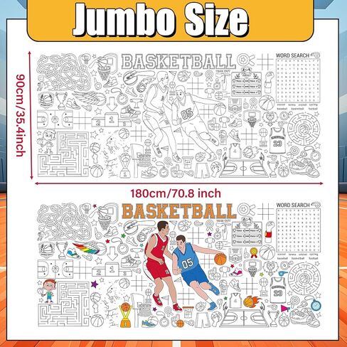 Giant Basketball Coloring Poster for Kids Large Basketball Coloring Tablecloth Activity Sport Theme Painting Activity Tablecloth Art Crafts for Classroom Home Gift Birthday Party Supplies Decoration in Saudi Arabia