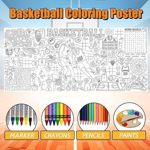 Giant Basketball Coloring Poster for Kids Large Basketball Coloring Tablecloth Activity Sport Theme Painting Activity Tablecloth Art Crafts for Classroom Home Gift Birthday Party Supplies Decoration in Saudi Arabia