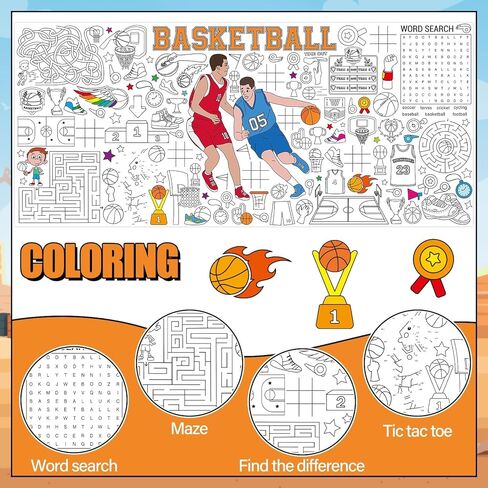 Giant Basketball Coloring Poster for Kids Large Basketball Coloring Tablecloth Activity Sport Theme Painting Activity Tablecloth Art Crafts for Classroom Home Gift Birthday Party Supplies Decoration in Saudi Arabia
