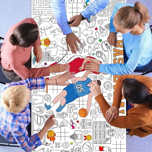 Giant Basketball Coloring Poster for Kids Large Basketball Coloring Tablecloth Activity Sport Theme Painting Activity Tablecloth Art Crafts for Classroom Home Gift Birthday Party Supplies Decoration in Saudi Arabia