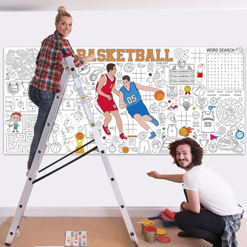 Giant Basketball Coloring Poster for Kids Large Basketball Coloring Tablecloth Activity Sport Theme Painting Activity Tablecloth Art Crafts for Classroom Home Gift Birthday Party Supplies Decoration in Saudi Arabia