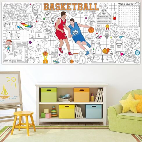 Giant Basketball Coloring Poster for Kids Large Basketball Coloring Tablecloth Activity Sport Theme Painting Activity Tablecloth Art Crafts for Classroom Home Gift Birthday Party Supplies Decoration in Saudi Arabia