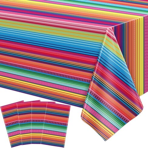 4Pcs Mexican Fiesta Striped Party Tablecloth Mexican Serape Tablecloths for Mexican Wedding Birthday Party Decorations Outdoor Indoor Party Supplies in Saudi Arabia