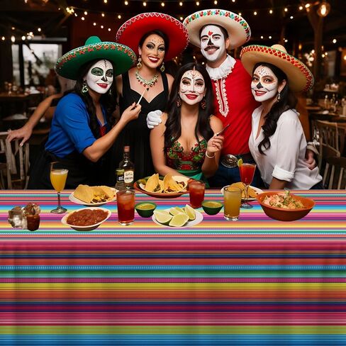 4Pcs Mexican Fiesta Striped Party Tablecloth Mexican Serape Tablecloths for Mexican Wedding Birthday Party Decorations Outdoor Indoor Party Supplies in Saudi Arabia