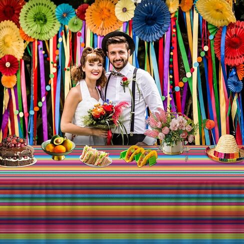 4Pcs Mexican Fiesta Striped Party Tablecloth Mexican Serape Tablecloths for Mexican Wedding Birthday Party Decorations Outdoor Indoor Party Supplies in Saudi Arabia