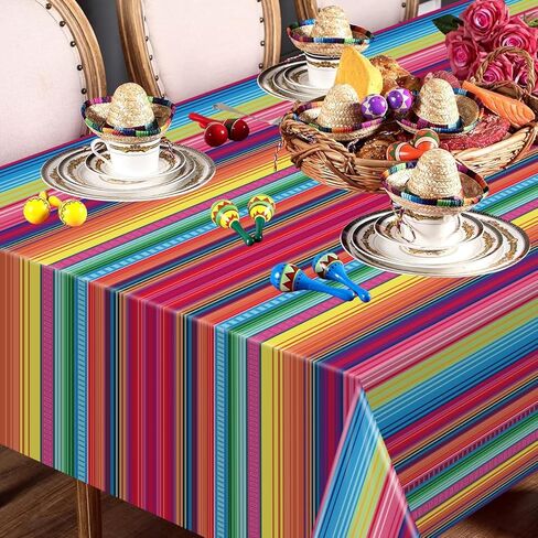4Pcs Mexican Fiesta Striped Party Tablecloth Mexican Serape Tablecloths for Mexican Wedding Birthday Party Decorations Outdoor Indoor Party Supplies in Saudi Arabia