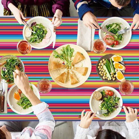 4Pcs Mexican Fiesta Striped Party Tablecloth Mexican Serape Tablecloths for Mexican Wedding Birthday Party Decorations Outdoor Indoor Party Supplies in Saudi Arabia