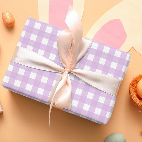 Fabllewavi 12 Sheets Easter Peeps Bunny Wrapping Paper - Not Roll - 19.7 x 27.6 Inch Pastel Retro Rabbit Daisy Patterns Gift Wrap Paper for Spring Easter Baby Shower Party Supplies, 4 Styles in Saudi Arabia