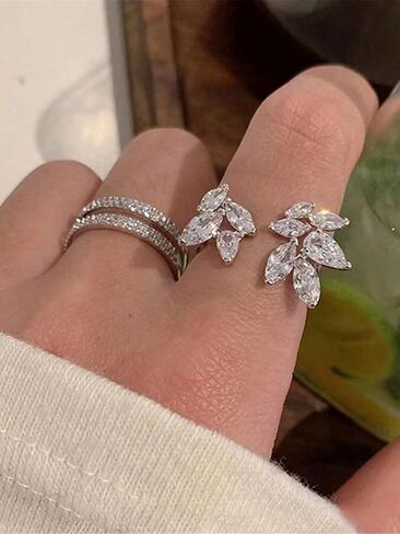 2 Pcs Marquise Double Zircon Open Ring in Saudi Arabia