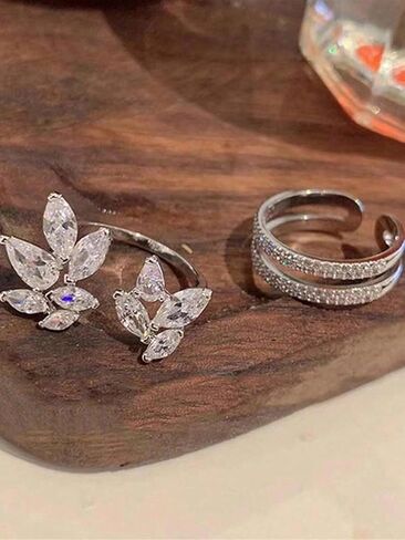 2 Pcs Marquise Double Zircon Open Ring in Saudi Arabia