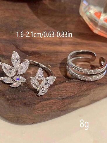 2 Pcs Marquise Double Zircon Open Ring in Saudi Arabia