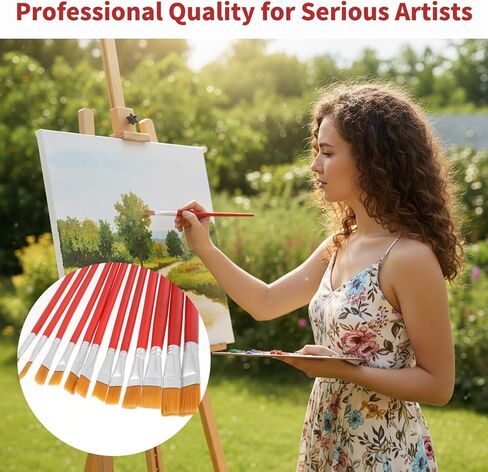 12 Pcs Flat Paint Brushes for Acrylic Painting, 12 Sizes Face Paint Brushes, Synthetic Nylon Small Watercolor Painting Brush for Acrylic Oil Canvas Face Body Art Craft Projects (Red) in Saudi Arabia